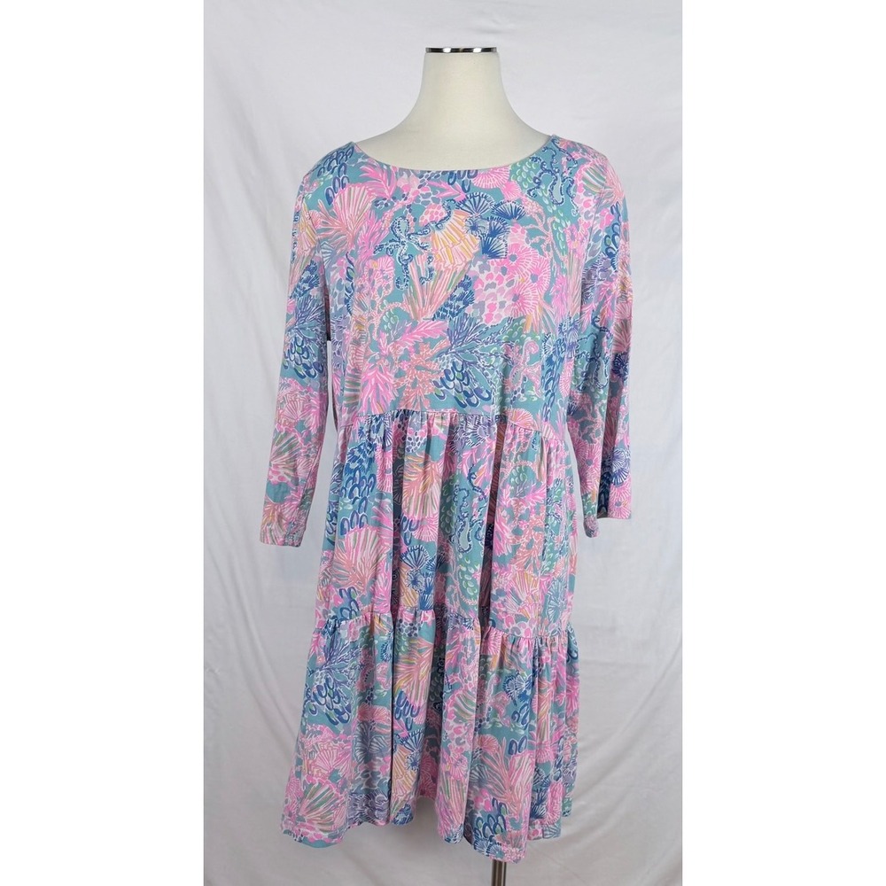 Lilly Pulitzer Geanna Swing Midi Dress XXL Tiered Lagenlook Colorful Coastal